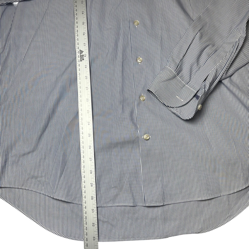 Charles Tyrwhitt Button Down Shirt Mens 17/37 Blue Pinstripe Non Iron Classic - Picture 5 of 6